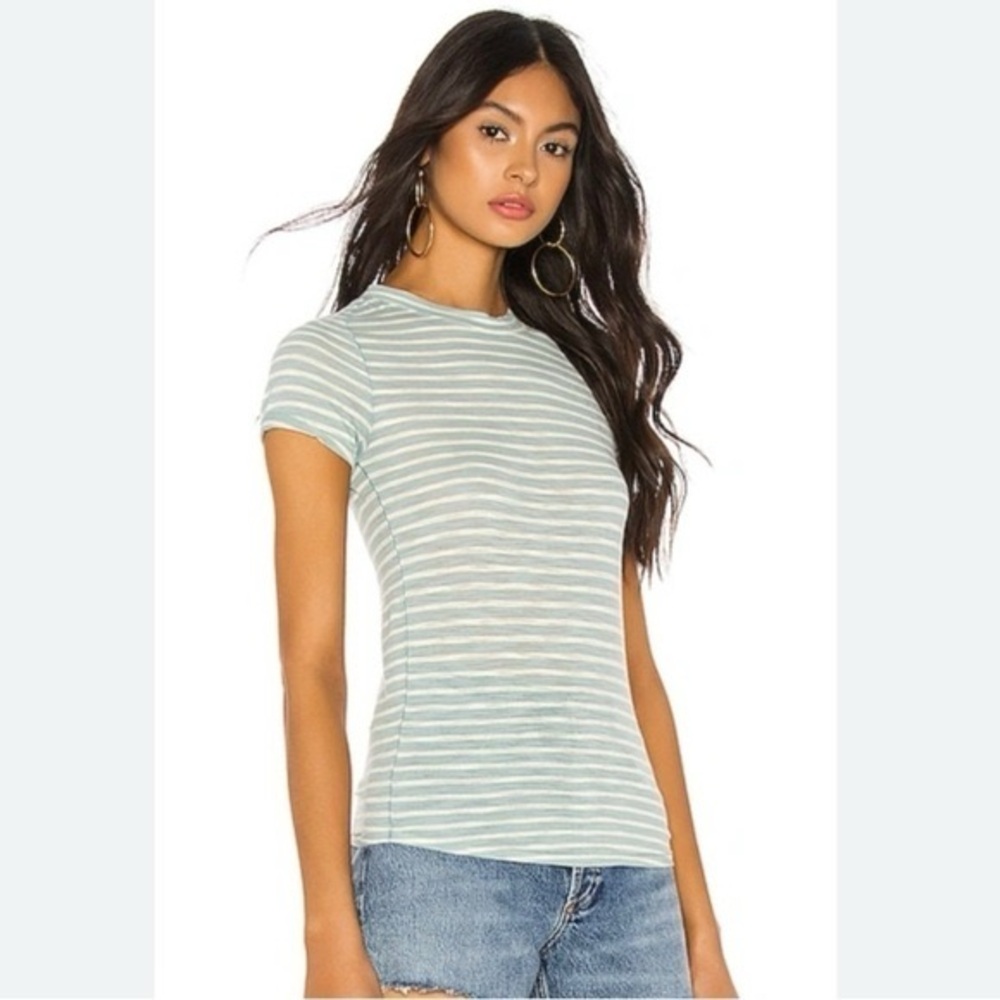 Free People Night Sky Stripe Tee in Sage Combo - Size Medium